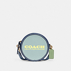 COACH CA098 Kia Circle Bag In Colorblock BRASS/AQUA MULTI