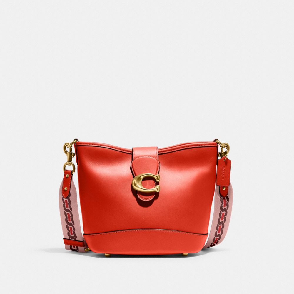 COACH CA112 Tali Bucket Bag Brass/Red Orange