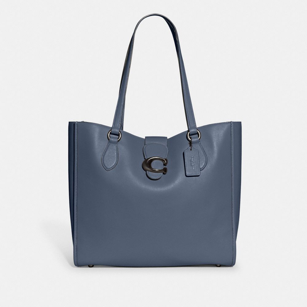 COACH CA114 Theo Tote Pewter/Washed Chambray