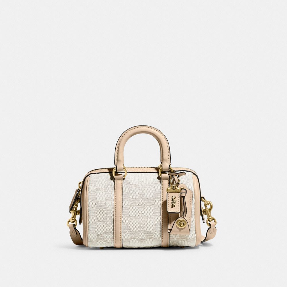 COACH CA115 Ruby Satchel 18 In Signature Textile Jacquard BRASS/CHALK IVORY