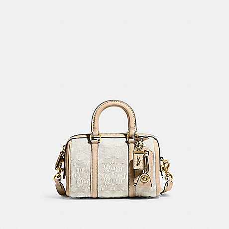 COACH CA115 Ruby Satchel 18 In Signature Textile Jacquard Brass/Chalk-Ivory