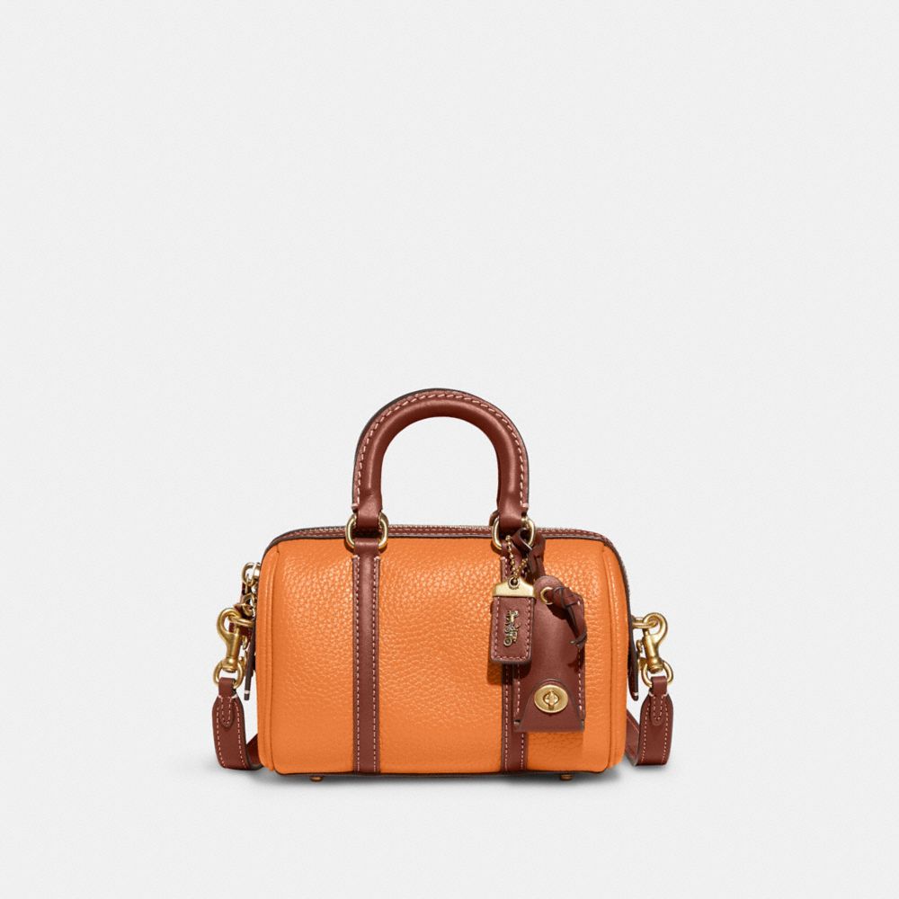 COACH CA116 Ruby Satchel 18 In Colorblock Brass/Papaya Multi