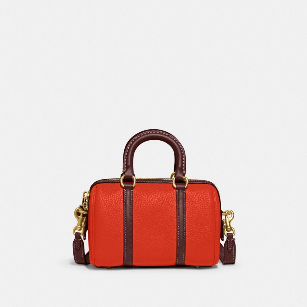 COACH CA116 Ruby Satchel 18 In Colorblock Brass/Red Orange Multi