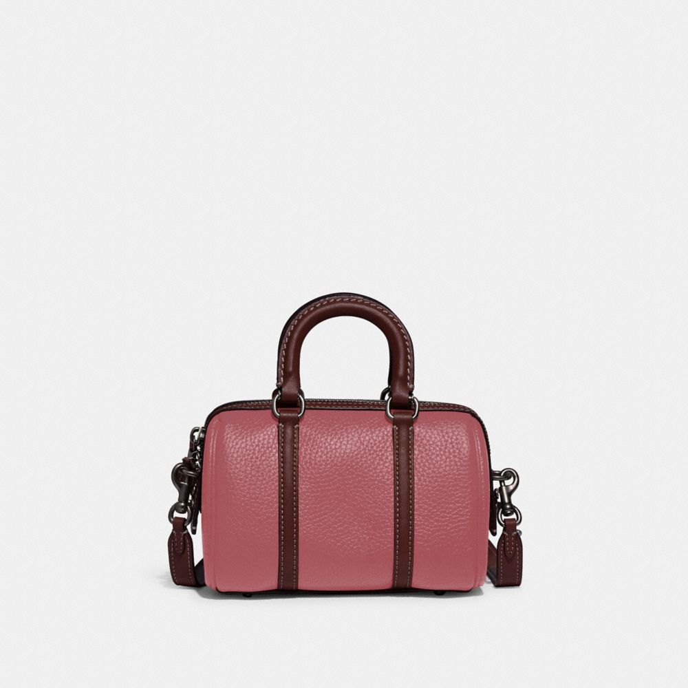 COACH CA116 Ruby Satchel 18 In Colorblock PEWTER/ROUGE MULTI