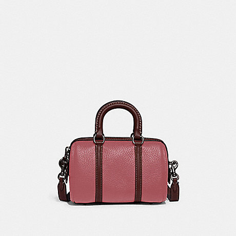 COACH CA116 Ruby Satchel 18 In Colorblock Pewter/Rouge-Multi