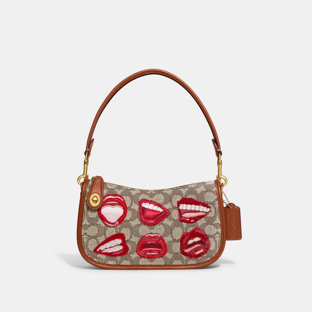 COACH CA121 Coach X Tom Wesselmann Swinger In Signature Textile Jacquard BRASS/COCOA BURNISHED AMB