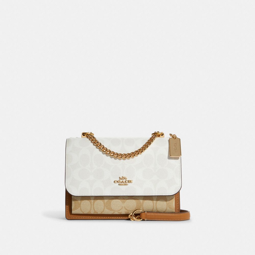 Klare Crossbody In Blocked Signature Canvas - CA148 - GOLD/CHALK/GLACIER WHITE MULTI