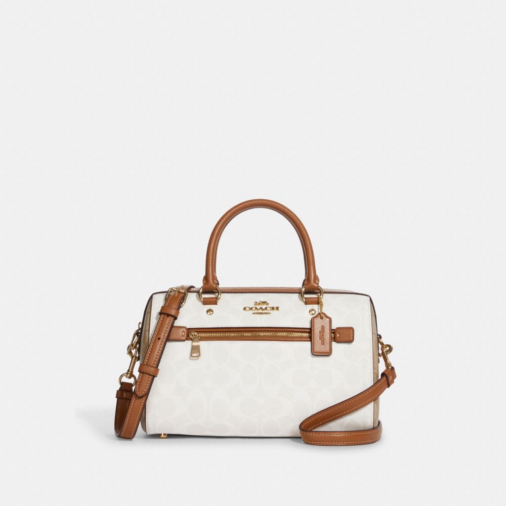 COACH Rowan Satchel In Blocked Signature Canvas - GOLD/CHALK/GLACIER WHITE MULTI - CA149