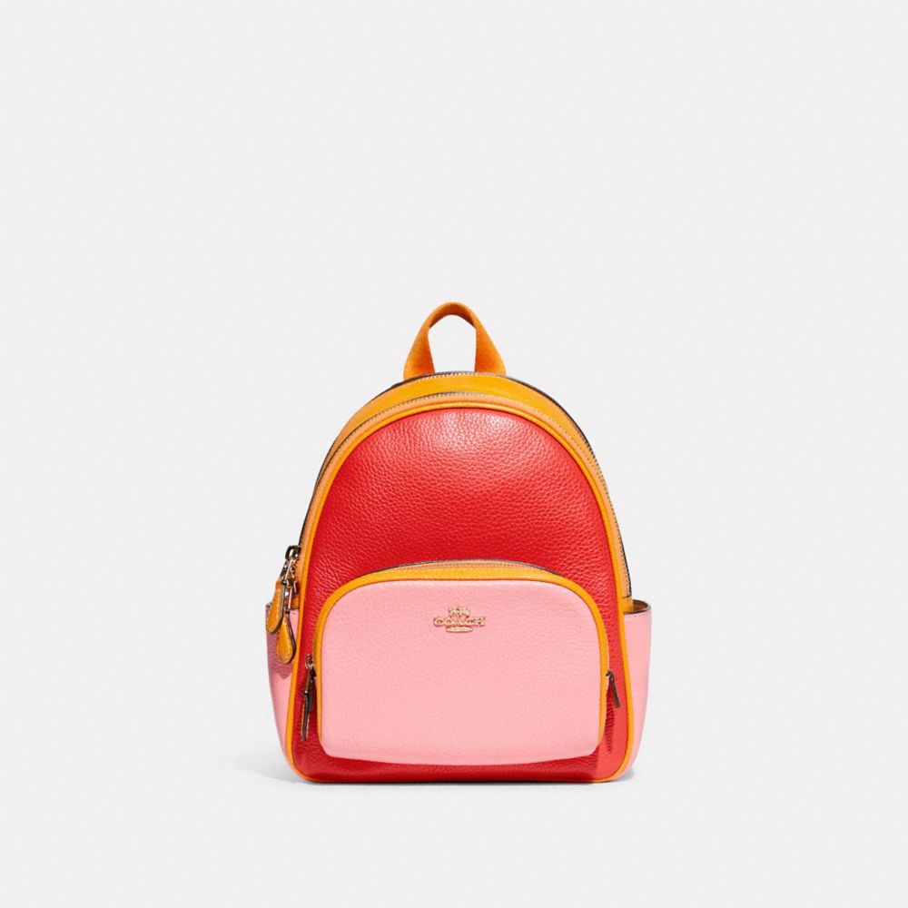 COACH CA150 Mini Court Backpack In Colorblock IM/MIAMI RED MULTI