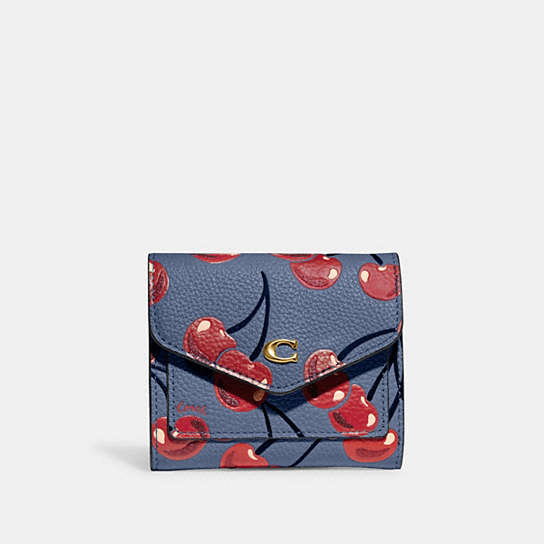 CA160 - Wyn Small Wallet With Cherry Print Brass/Chalk