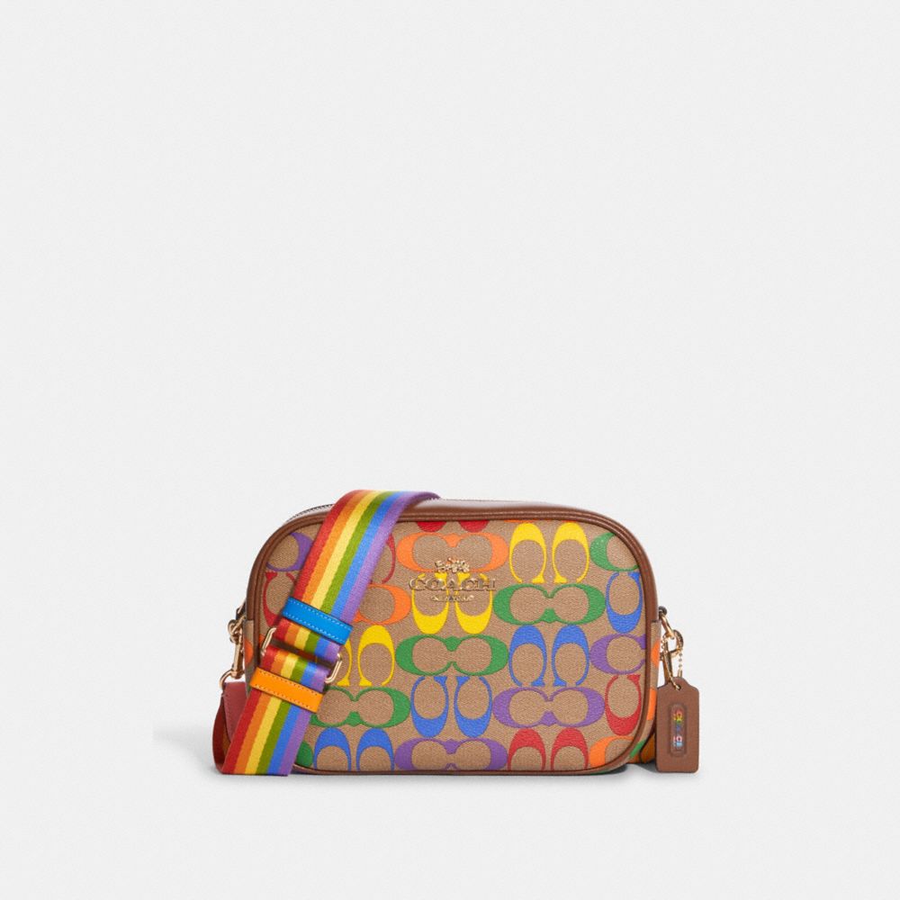 COACH CA175 - Jamie Camera Bag In Rainbow Signature Canvas GOLD/KHAKI MULTI