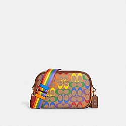 Jamie Camera Bag In Rainbow Signature Canvas - GOLD/KHAKI MULTI - COACH CA175