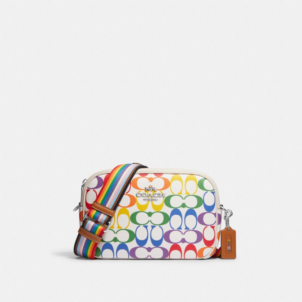 COACH CA175 Jamie Camera Bag In Rainbow Signature Canvas Silver/Chalk Multi