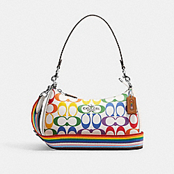 COACH CA176 Teri Shoulder Bag In Rainbow Signature Canvas SILVER/CHALK MULTI