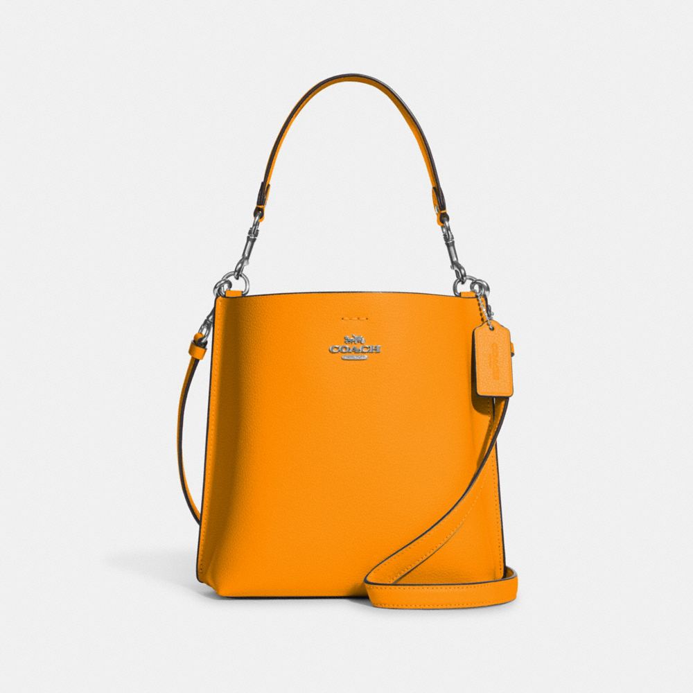 COACH CA177 Mollie Bucket Bag 22 Silver/Papaya