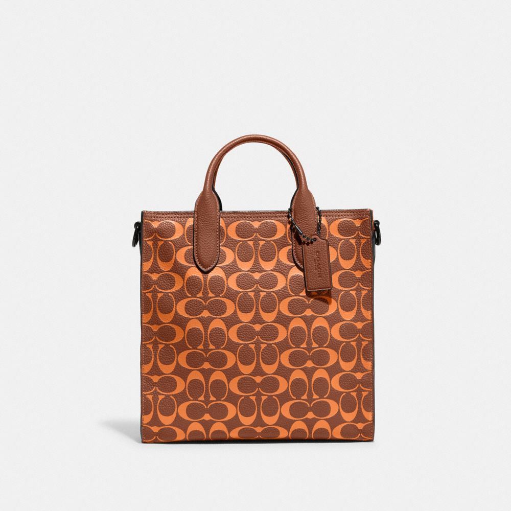 COACH CA184 Gotham Tall Tote 24 In Signature Leather SADDLE/PAPAYA