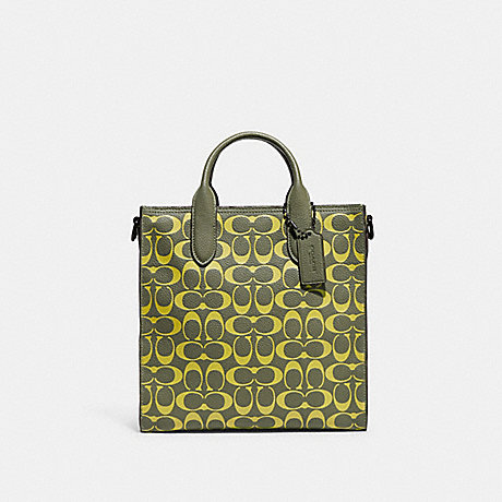 COACH CA184 Gotham Tall Tote 24 In Signature Leather Army-Green/Key-Lime