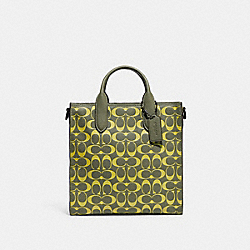 COACH CA184 Gotham Tall Tote 24 In Signature Leather ARMY GREEN/KEY LIME