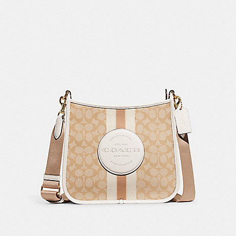 COACH CA195 Dempsey File Bag In Signature Jacquard With Stripe And Coach Patch Gold/Light-Khaki-Chalk