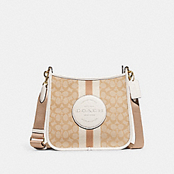 Dempsey File Bag In Signature Jacquard With Stripe And Coach Patch - CA195 - Gold/Light Khaki Chalk
