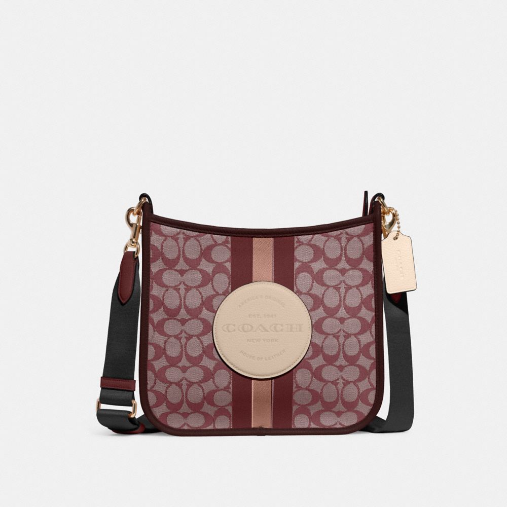 DEMPSEY FILE BAG IN SIGNATURE JACQUARD WITH STRIPE AND COACH PATCH