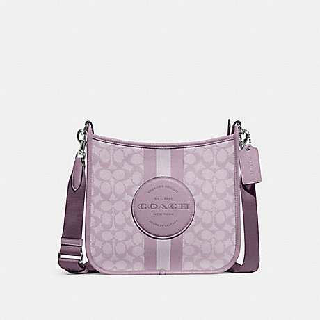 COACH CA195 Dempsey File Bag In Signature Jacquard With Stripe And Coach Patch SV/Soft-Lilac