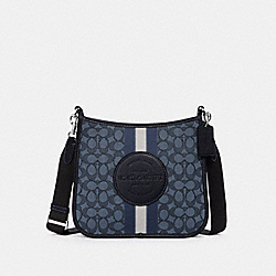 Dempsey File Bag In Signature Jacquard With Stripe And Coach Patch - CA195 - Silver/Denim/Midnight Navy Multi