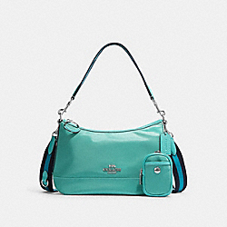 COACH CA205 Ellis Shoulder Bag SILVER/BLUE GREEN MULTI