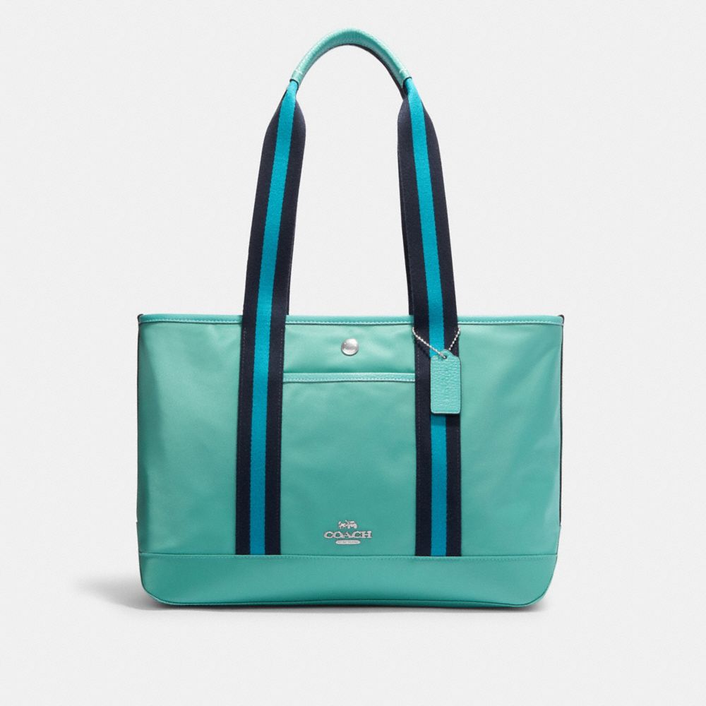 COACH CA208 Ellis Tote Silver/Blue Green Multi