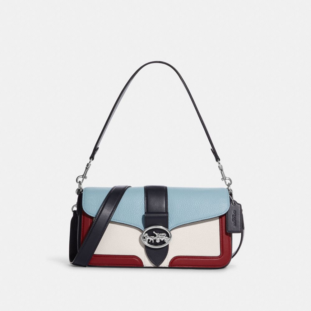 COACH CA211 Georgie Shoulder Bag In Colorblock SILVER/CHALK MULTI