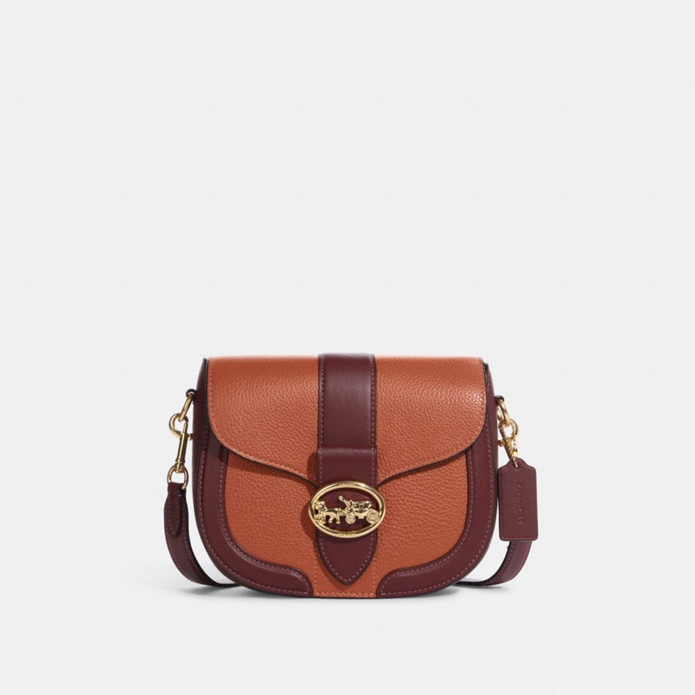 COACH CA212 Georgie Saddle Bag In Colorblock IM/Sunset Multi