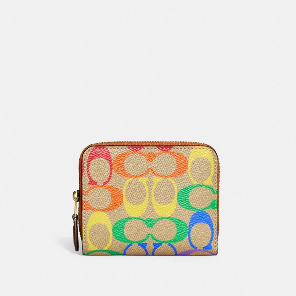 COACH CA219 Billfold Wallet In Rainbow Signature Canvas BRASS/TAN NATURAL MULTI