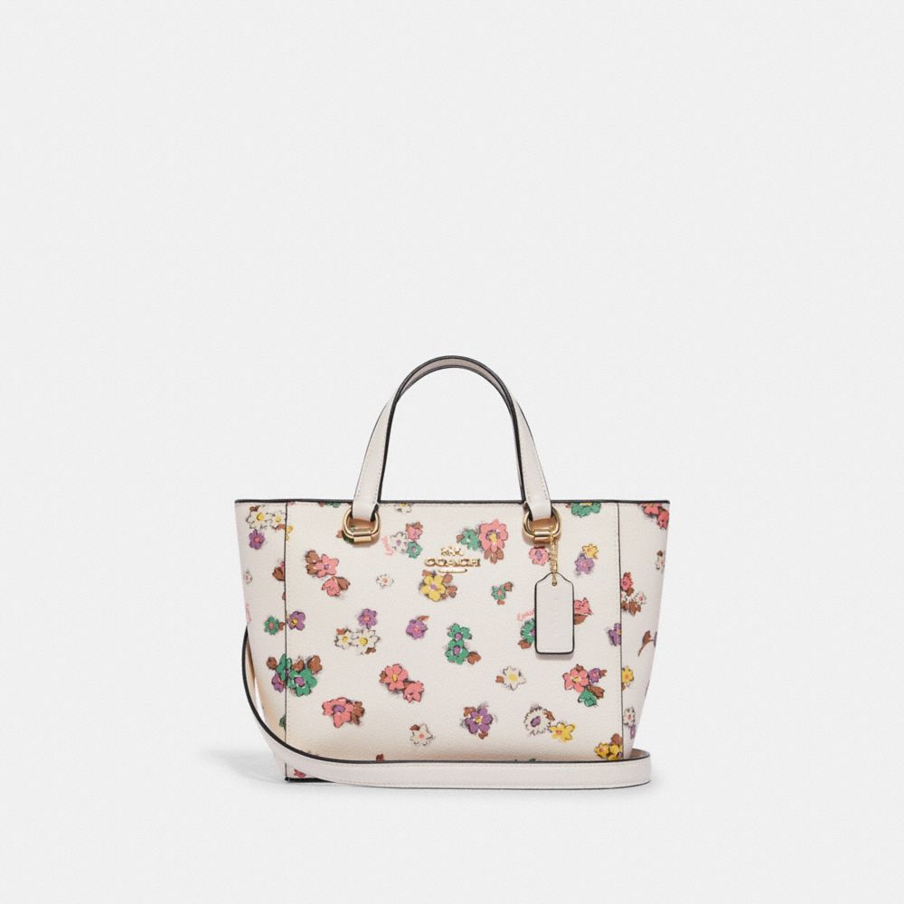 COACH CA228 Alice Satchel With Spaced Floral Field Print Gold/Chalk Multi