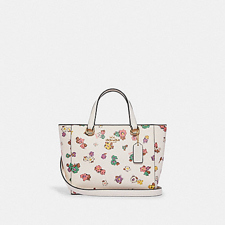 COACH CA228 Alice Satchel With Spaced Floral Field Print Gold/Chalk Multi