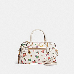Rowan Satchel With Spaced Floral Field Print - CA229 - Gold/Chalk Multi