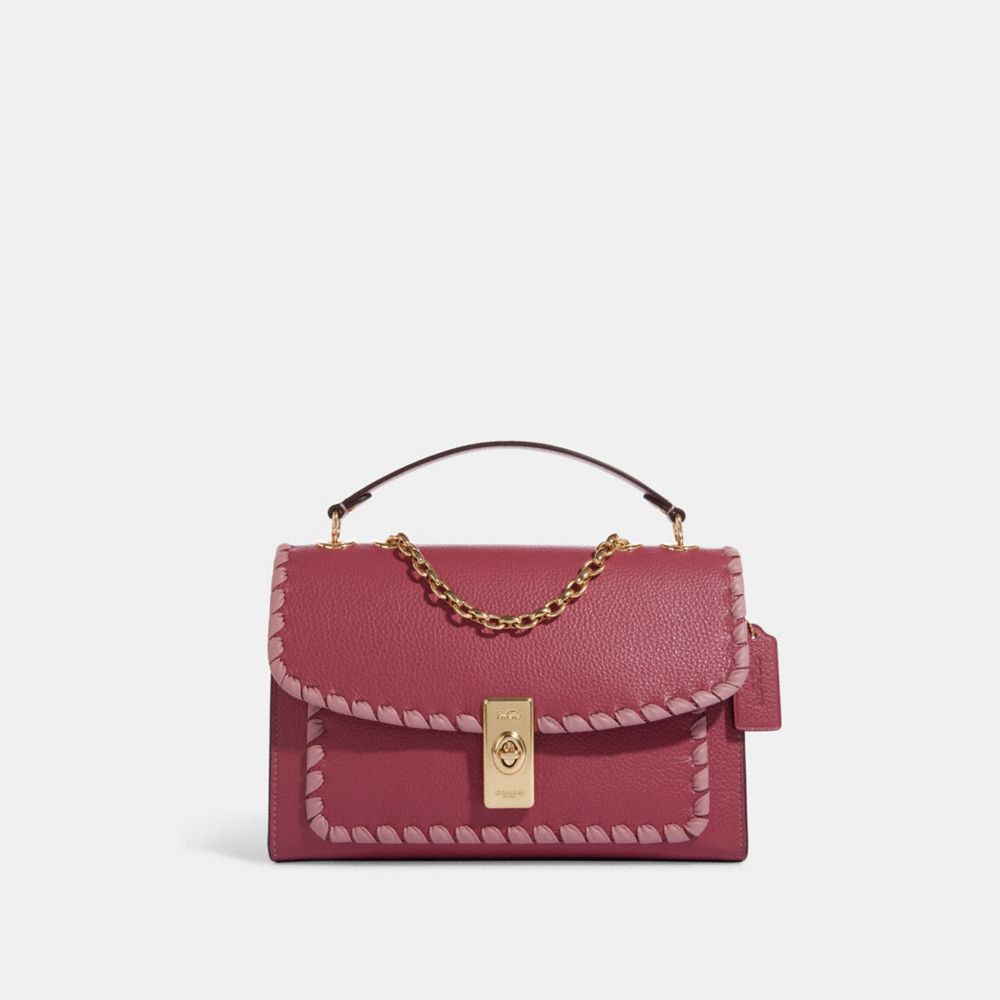 COACH CA238 Lane Shoulder Bag With Whipstitch Gold/Rouge Multi