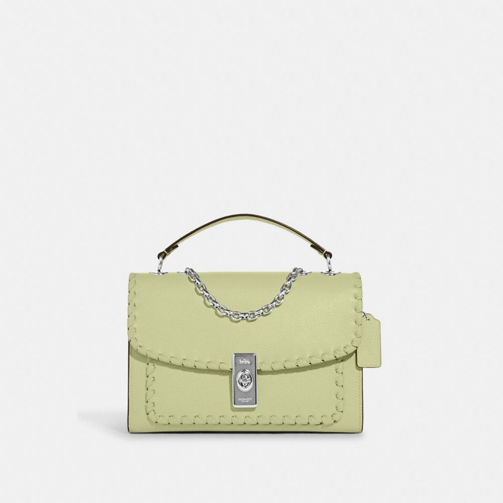 COACH CA239 Lane Shoulder Bag With Whipstitch SV/PALE LIME