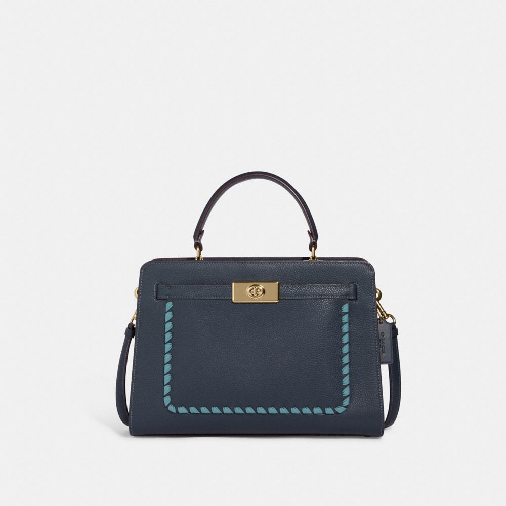 COACH CA244 Lane Carryall With Whipstitch GOLD/DENIM MULTI