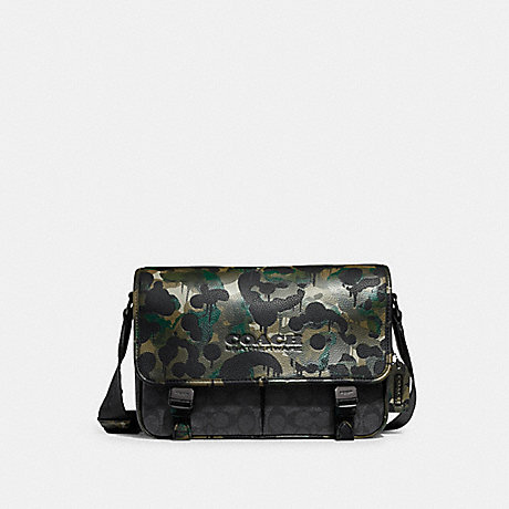 COACH CA265 League Messenger Bag In Signature Canvas With Camo Print Charcoal Multi