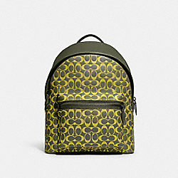 COACH CA269 Charter Backpack In Signature Leather ARMY GREEN/KEY LIME
