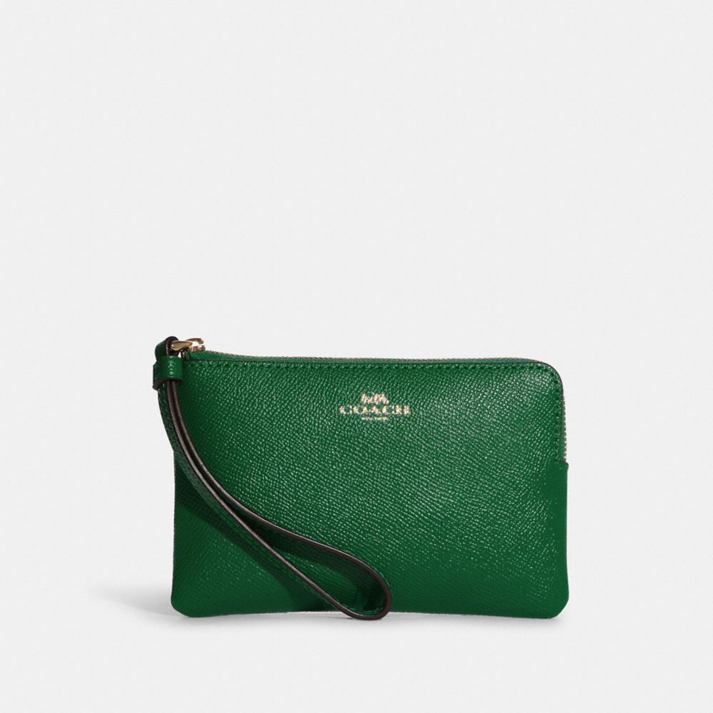 Corner Zip Wristlet - GOLD/GREEN - COACH CA271