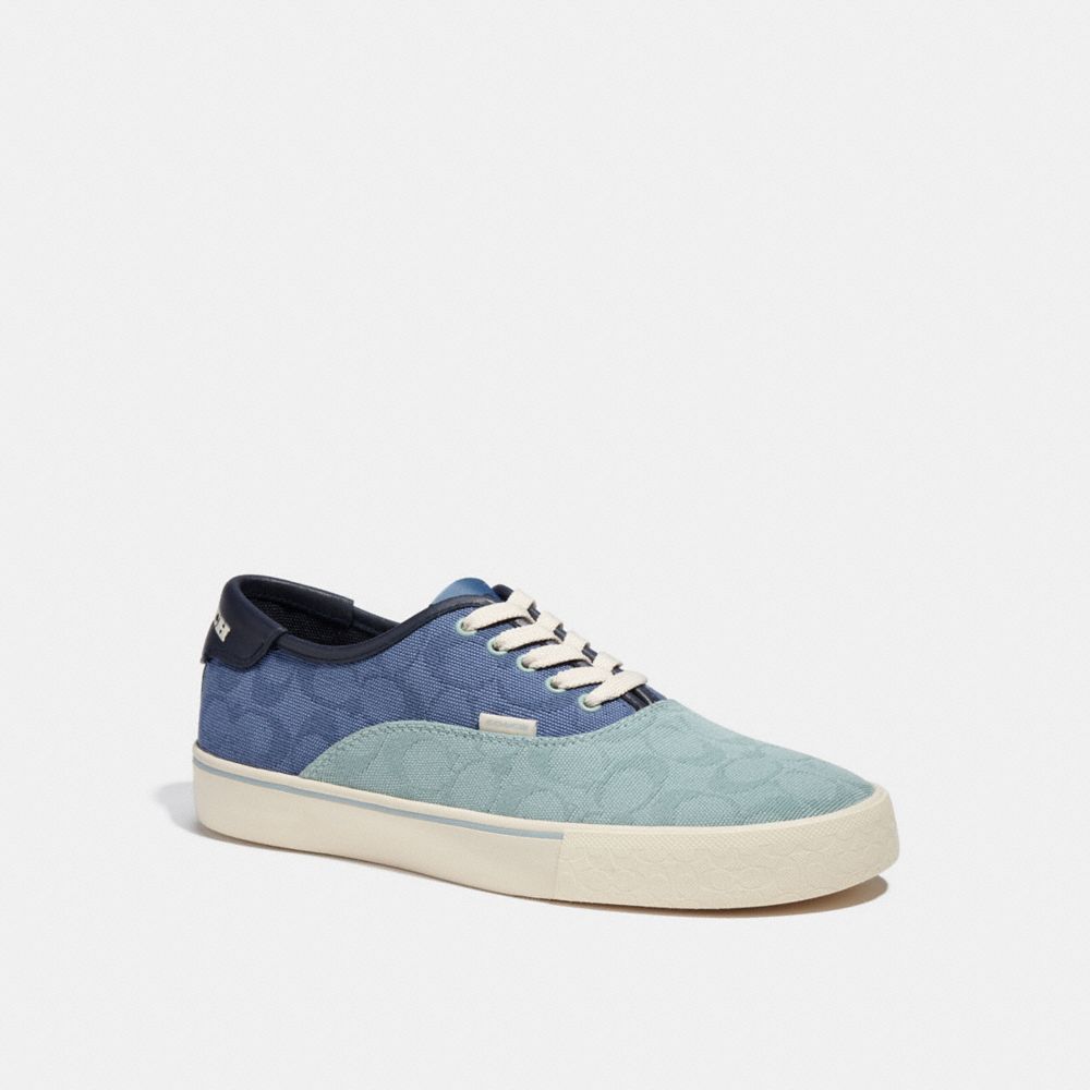 CA275 - Skate Lace Up Sneaker In Signature Jacquard Canvas Aqua/Washed Chambray