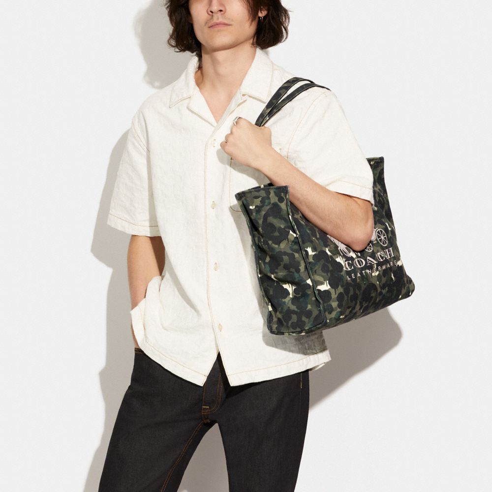 COACH Official Site Official page | 100 PERCENT RECYCLED CANVAS TOTE 42  WITH CAMO PRINT AND HORSE AND CARRIAGE