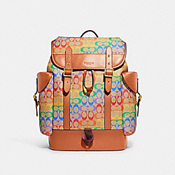 COACH CA282 Hitch Backpack In Rainbow Signature Canvas SADDLE MULTI