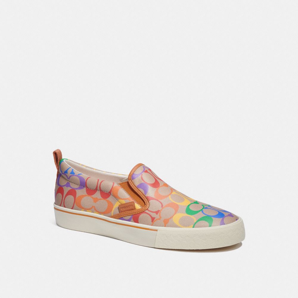 COACH CA284 Skate Slip On Sneaker In Rainbow Signature Canvas RAINBOW SIGNATURE