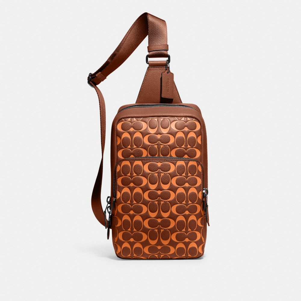 COACH CA286 Gotham Pack In Signature Leather SADDLE/PAPAYA