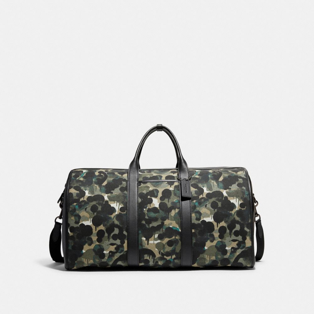 COACH CA288 Gotham Duffle In Canvas With Camo Print Green/Blue