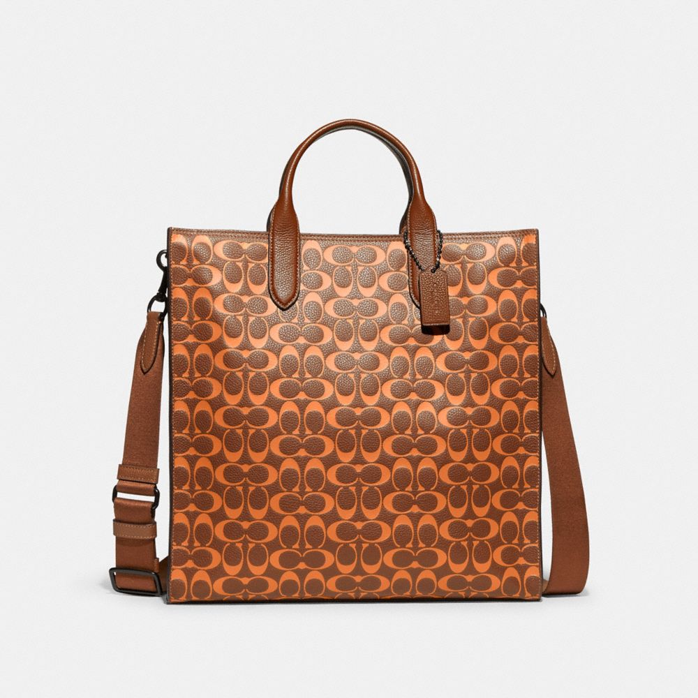 COACH CA289 Gotham Tall Tote In Signature Leather SADDLE/PAPAYA