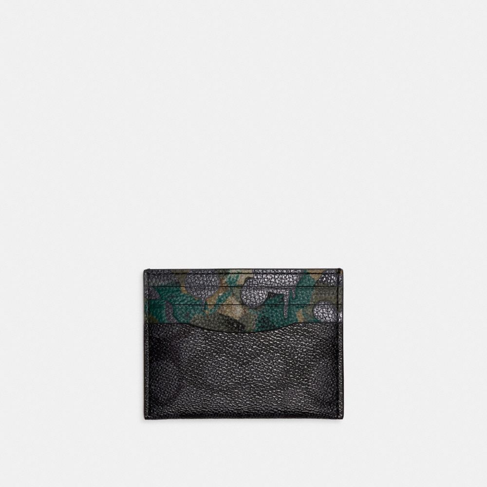 COACH CA292 Card Case In Signature Canvas With Camo Print Charcoal Multi