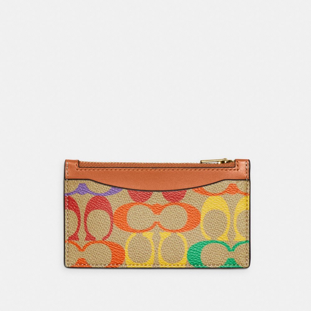 Zip Card Case In Rainbow Signature Canvas - CA294 - Rainbow Signature